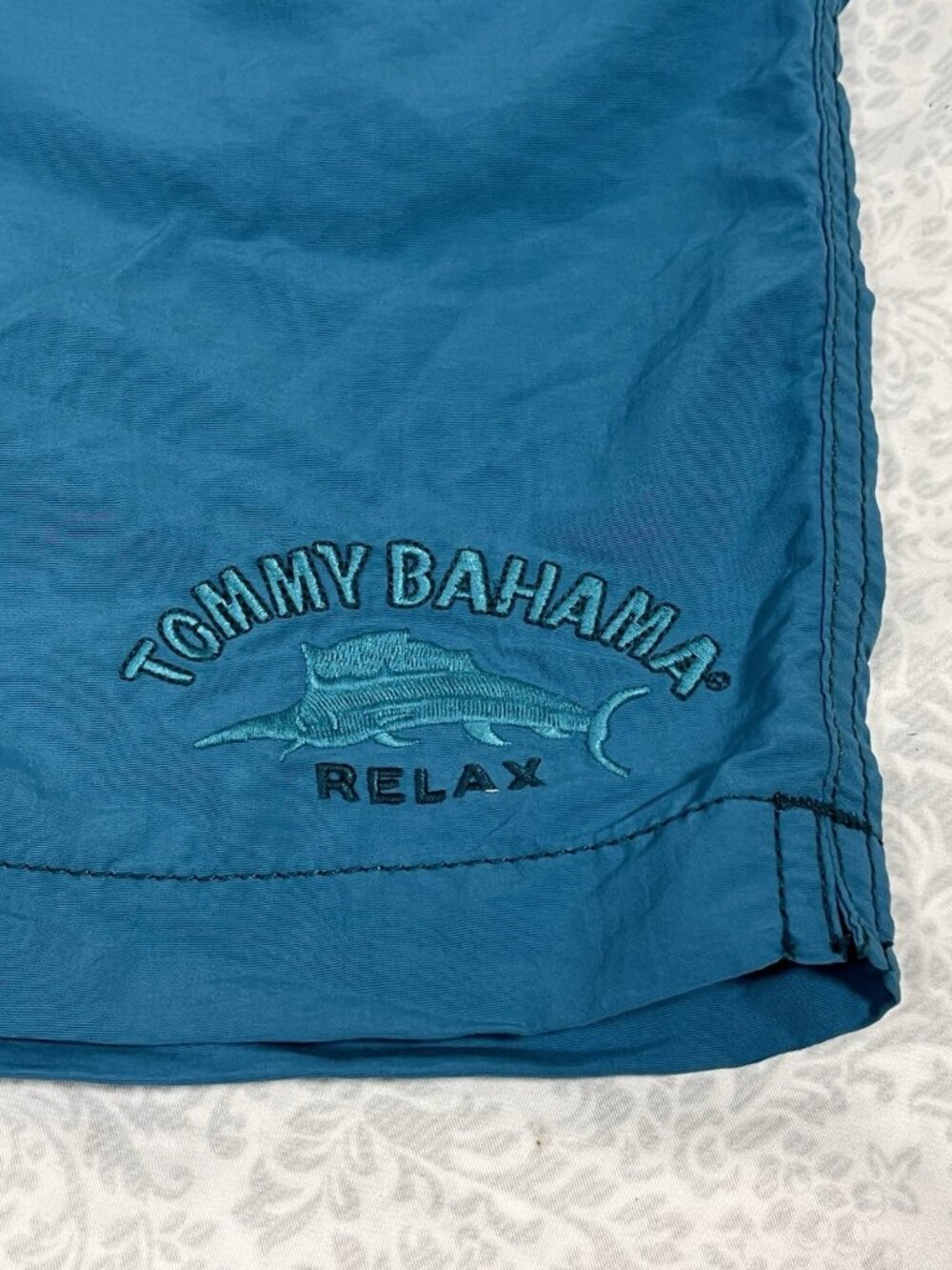 Tommy Bahama Relax Swim Trunks Mens XL Blue Elastic Waist Shorts Marlin Logo - Picture 2 of 12